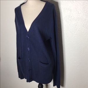 Merona Blue Large Long Sleeve Wool Blend Cardigan